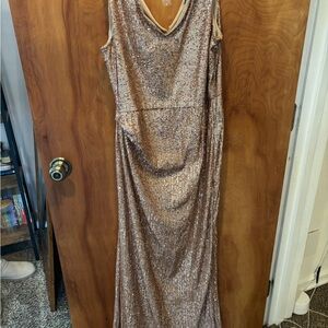 MARINA Gold Sequin Maxi Dress
